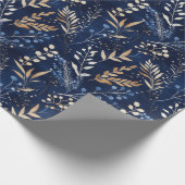 Gedroogde bloemen en goudkleurige bladeren cadeaupapier (Hoek)