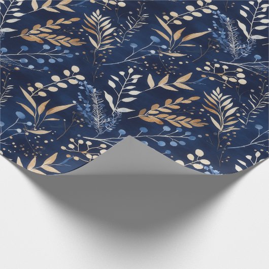 Gedroogde bloemen en goudkleurige bladeren cadeaupapier (Hoek)