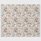 Gedroogde bloemen en goudkleurige bladeren cadeaupapier (Vlak)