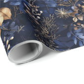 Gedroogde bloemen en goudkleurige bladeren cadeaupapier (Rol Hoek)