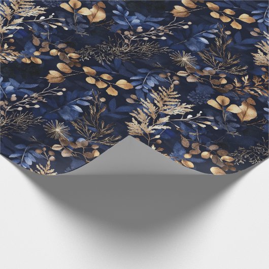 Gedroogde bloemen en goudkleurige bladeren cadeaupapier (Hoek)