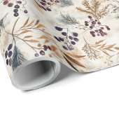 Gedroogde bloemen en goudkleurige bladeren cadeaupapier (Rol Hoek)