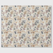 Gedroogde bloemen en goudkleurige bladeren cadeaupapier (Vlak)