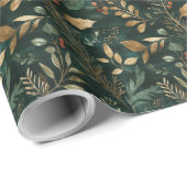 Gedroogde bloemen en goudkleurige bladeren cadeaupapier (Rol Hoek)