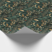 Gedroogde bloemen en goudkleurige bladeren cadeaupapier (Hoek)