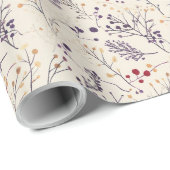 Gedroogde bloemen en goudkleurige bladeren cadeaupapier (Rol Hoek)