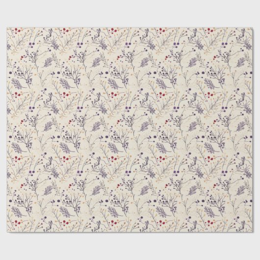 Gedroogde bloemen en goudkleurige bladeren cadeaupapier (Vlak)