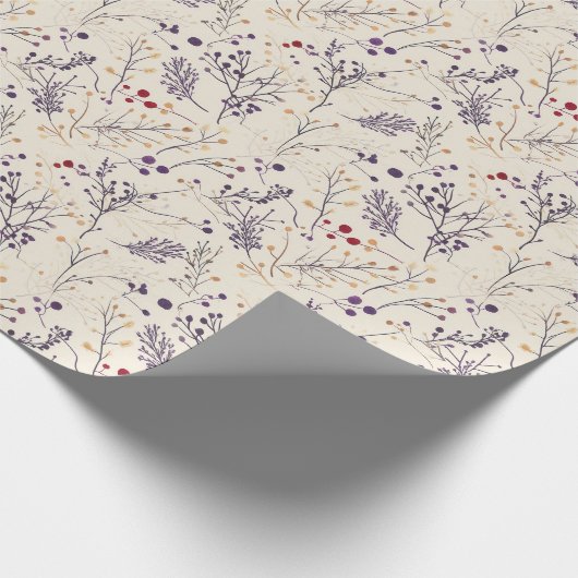 Gedroogde bloemen en goudkleurige bladeren cadeaupapier (Hoek)