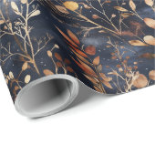 Gedroogde bloemen en goudkleurige bladeren cadeaupapier (Rol Hoek)