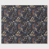 Gedroogde bloemen en goudkleurige bladeren cadeaupapier (Vlak)