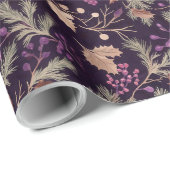 Gedroogde bloemen en goudkleurige bladeren cadeaupapier (Rol Hoek)