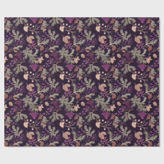 Gedroogde bloemen en goudkleurige bladeren cadeaupapier (Vlak)