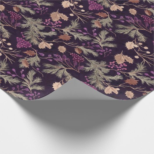 Gedroogde bloemen en goudkleurige bladeren cadeaupapier (Hoek)