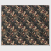 Gedroogde bloemen en goudkleurige bladeren cadeaupapier (Vlak)