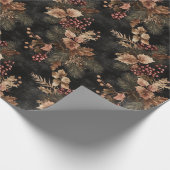 Gedroogde bloemen en goudkleurige bladeren cadeaupapier (Hoek)