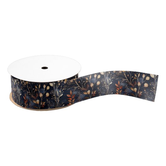 Gedroogde bloemen en goudkleurige bladeren grosgrain lint (Spoel)