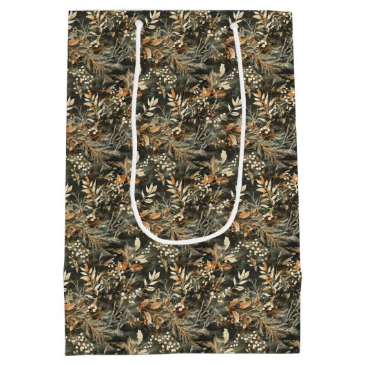 Gedroogde bloemen en goudkleurige bladeren medium cadeauzakje (Achterkant)