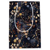 Gedroogde bloemen en goudkleurige bladeren medium cadeauzakje (Voorkant)