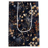 Gedroogde bloemen en goudkleurige bladeren medium cadeauzakje (Achterkant)