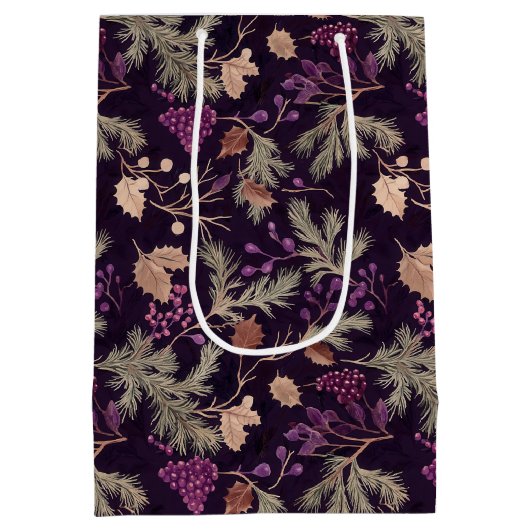 Gedroogde bloemen en goudkleurige bladeren medium cadeauzakje (Achterkant)