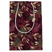 Gedroogde bloemen en goudkleurige bladeren medium cadeauzakje (Voorkant)