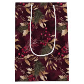 Gedroogde bloemen en goudkleurige bladeren medium cadeauzakje (Achterkant)