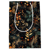 Gedroogde bloemen en goudkleurige bladeren medium cadeauzakje (Voorkant)