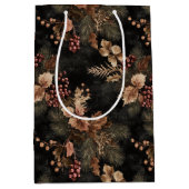 Gedroogde bloemen en goudkleurige bladeren medium cadeauzakje (Voorkant)