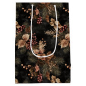 Gedroogde bloemen en goudkleurige bladeren medium cadeauzakje (Achterkant)