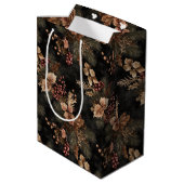 Gedroogde bloemen en goudkleurige bladeren medium cadeauzakje (Achterkant Gekanteld)