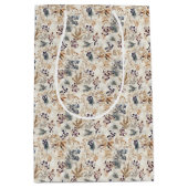 Gedroogde bloemen en goudkleurige bladeren medium cadeauzakje (Voorkant)