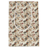 Gedroogde bloemen en goudkleurige bladeren medium cadeauzakje (Voorkant)