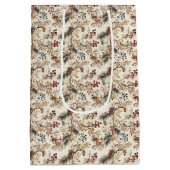 Gedroogde bloemen en goudkleurige bladeren medium cadeauzakje (Achterkant)