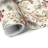 Gedroogde Bloemen en Goudkleurige Bladeren Wikkelp Cadeaupapier (Rol Hoek)