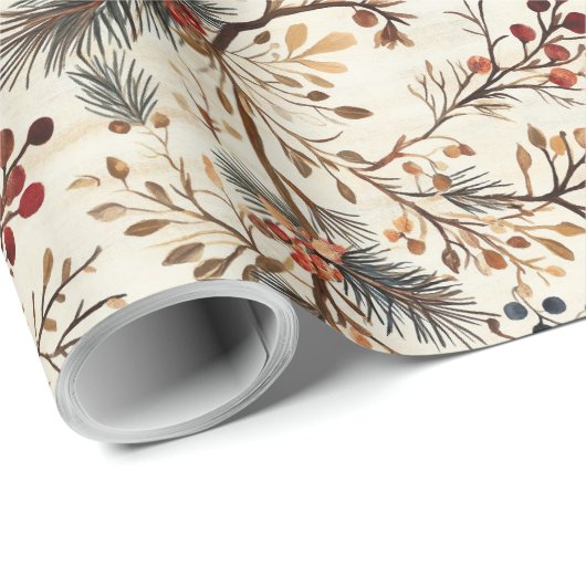 Gedroogde Bloemen en Goudkleurige Bladeren Wikkelp Cadeaupapier (Rol Hoek)