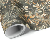 Gedroogde Bloemen en Goudkleurige Bladeren Wikkelp Cadeaupapier (Rol Hoek)