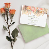 Gedroogde bloemen en pampas gras, groen save the date