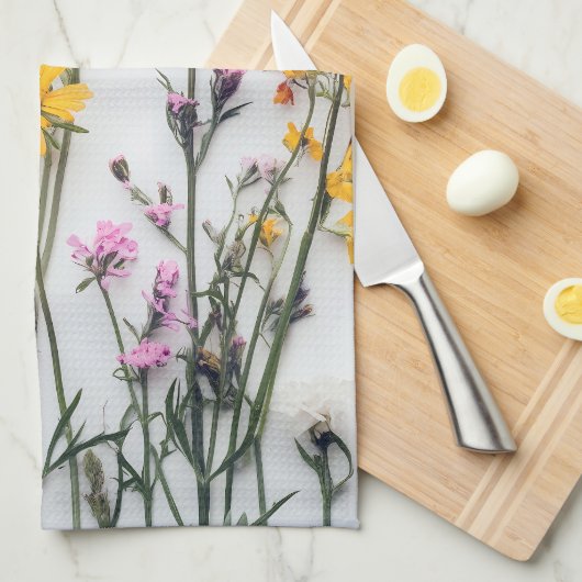 GEDROOGDE BLOEMEN ESTHETISCHE BLOEMEN WILDBLOEM THEEDOEK (Quarter Fold)