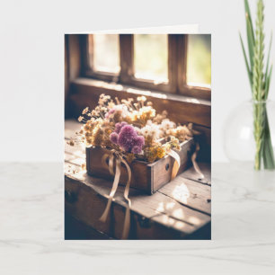Gedroogde Bloemen In Doos Voor Denken Aan Jou Kaart