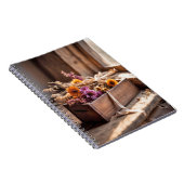 Gedroogde bloemen in houten doos notitieboek (Rechterzijde)