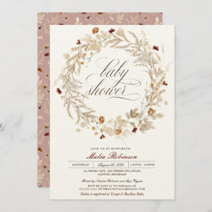 Gedroogde bloemen najaar Herfst Baby shower I Kaart