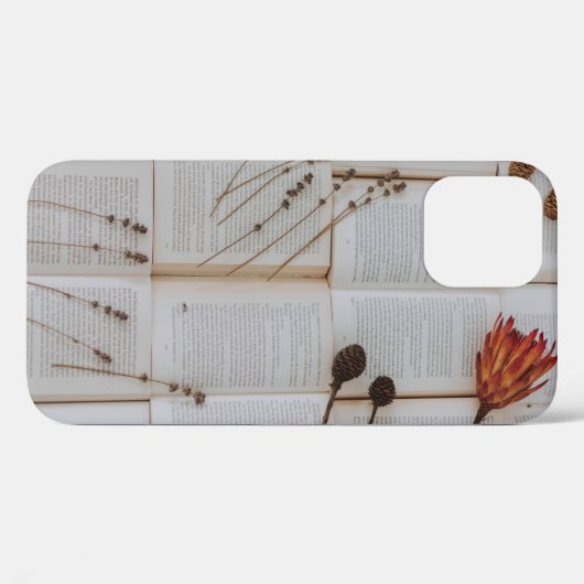 Gedroogde bloemen op boeken Case-Mate iPhone case (Achterkant (horizontaal))
