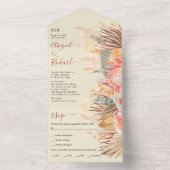 Gedroogde bloemen, pamapegras en palmbeige bruilof all in one uitnodiging (Binnen)