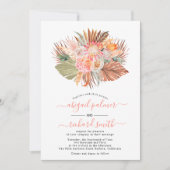 Gedroogde bloemen pampas palmbladkoraalbruiloft kaart (Voorkant)