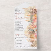 Gedroogde bloemen, pampasgras en palmbladbruiloft all in one uitnodiging (Binnen)