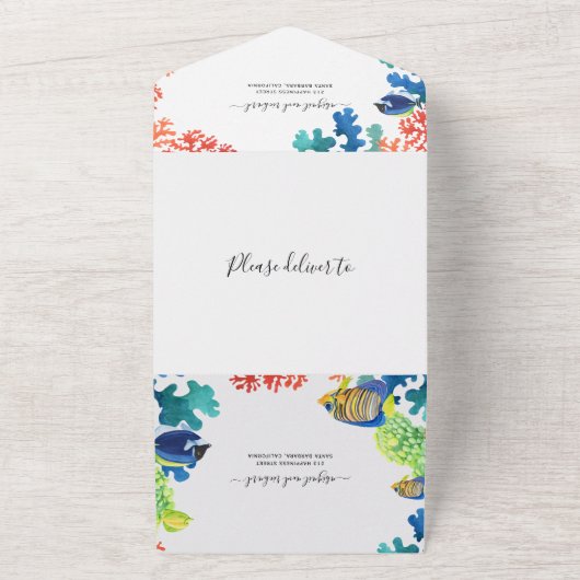 Gedroogde bloemen, pampasgras en palmbladbruiloft all in one uitnodiging (Buitenkant)