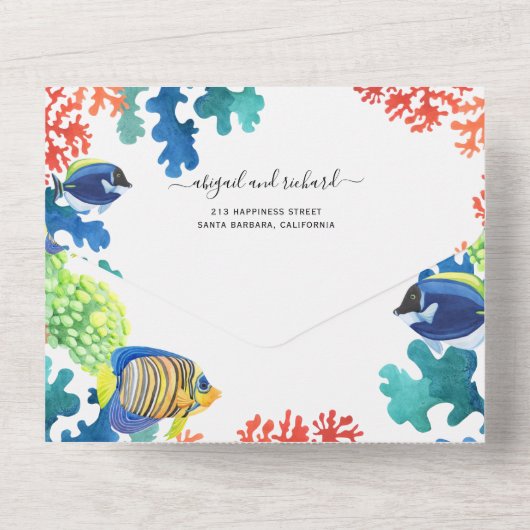 Gedroogde bloemen, pampasgras en palmbladbruiloft all in one uitnodiging (Achterkant)