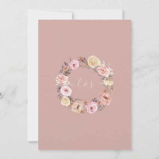 Gedroogde Bloemen Roos Goud Boho Koppels Douche Kaart (Achterkant)