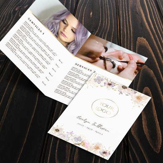 Gedroogde bloemen service menu brochure