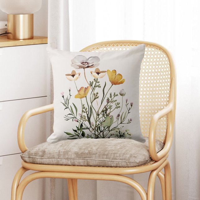 Gedroogde Boeket van Wilde Bloemen Kussen (In situ Boho interior)